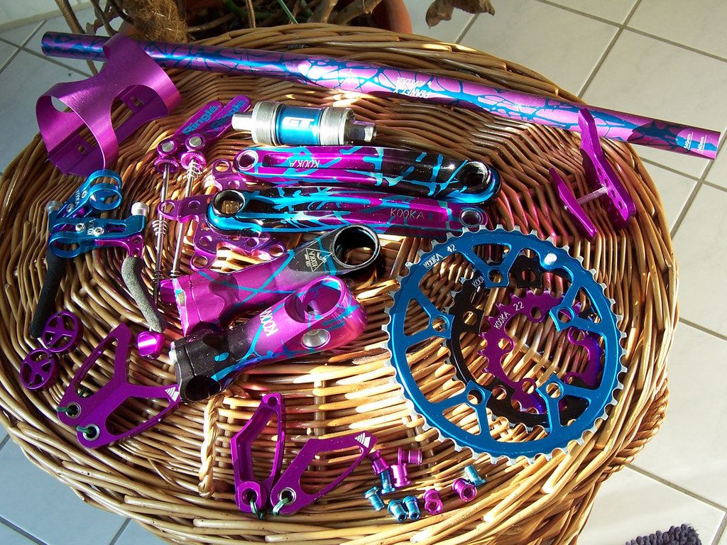 purple mountain bike parts