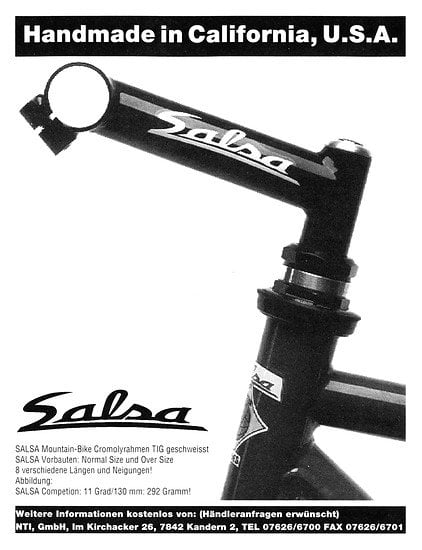 Salsa Cycles Werbung NTI Handmade &#039;91