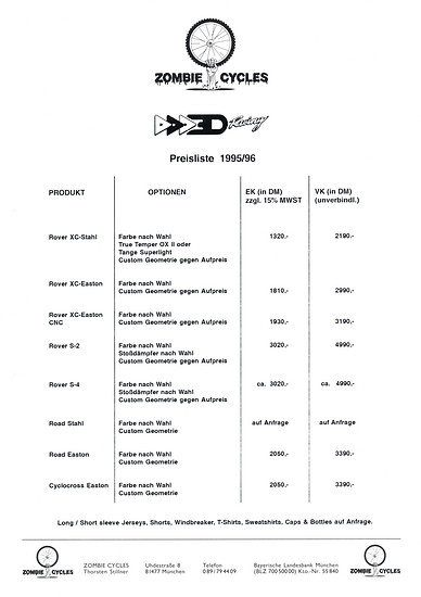 3D Racing Preisliste &#039;95 &#039;96 (2von3)
