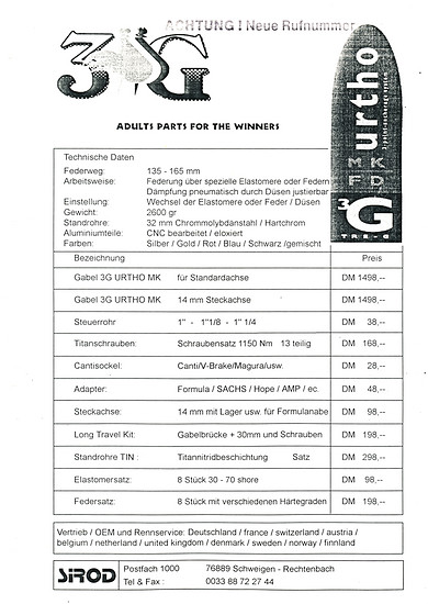 3G Tre G RCB Sirod Preisliste &#039;97 (12+2von3)