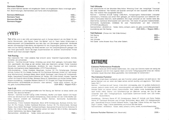Germans Mountain Bikes Katalog &#039;90 Extreme Performance Products