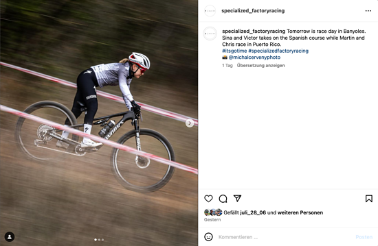 Auf Instagram veröffentlichte das Specialized Racing Team diesen Post vor dem europäischen Saisonstart in Banyoles